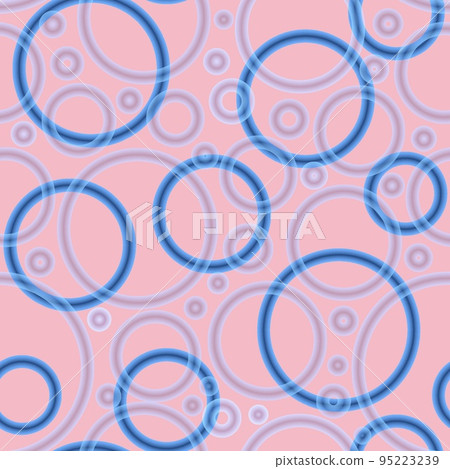 Geometric abstract seamless pattern randomly azure rings on pink background Geometric abstract seamless pattern randomly azure rings on pink background 95223239