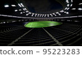 An empty football stadium, viewed from the top. Virtual 3D scene  95223283