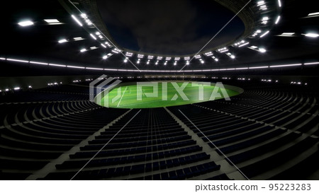 An empty football stadium, viewed from the top. Virtual 3D scene An empty football stadium, viewed from the top. Virtual 3D scene 95223283