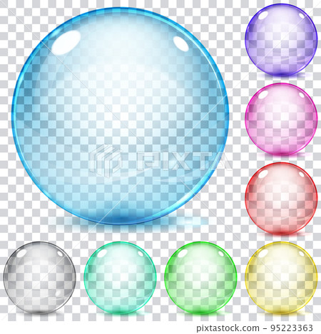 Set of multicolored transparent glass spheres 95223363