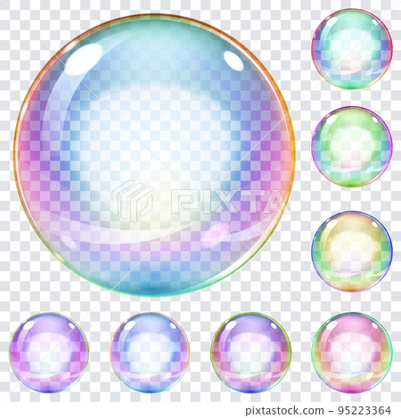 Set of multicolored soap bubbles 95223364