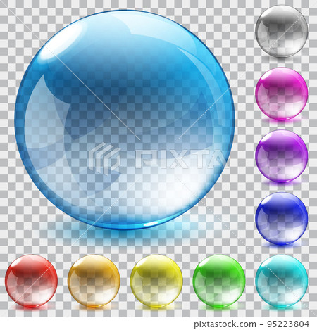 Multicolored transparent glass spheres 95223804