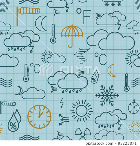 Seamless pattern of weather symbols Seamless pattern of weather symbols 95223871