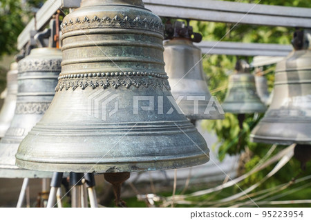 Church bell, several Church bells, bell ringing. High quality photo Church bell, several Church bells, bell ringing. High quality photo 95223954