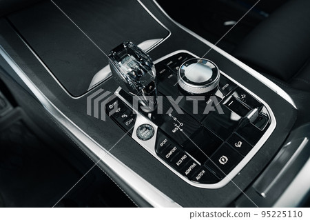 Luxury car gear shifter knob close up 95225110