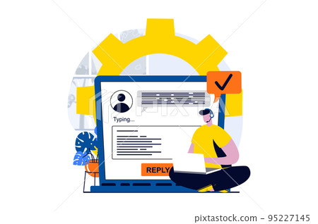 Technical support concept with people scene in... - Stock Illustration  [95227145] - PIXTA