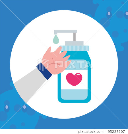 Washing hands with liquid soap Self care Vector Washing hands with liquid soap Self care Vector 95227207