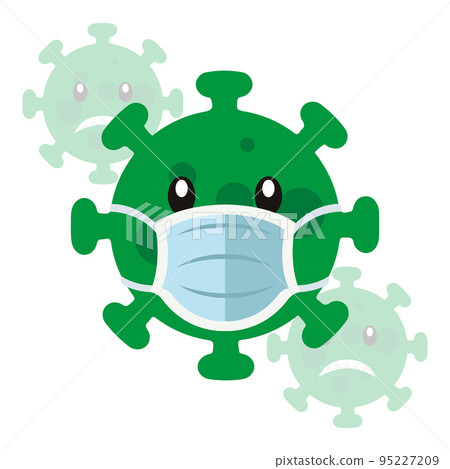 Colored green virus with mask Self care Vector Colored green virus with mask Self care Vector 95227209