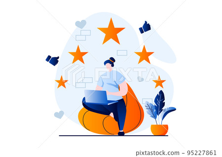 Feedback page concept with people scene in flat... - Stock Illustration  [95227861] - PIXTA