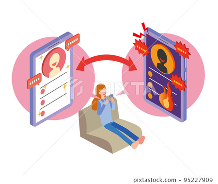 A woman who uses two SNS accounts separately A woman who uses two SNS accounts separately 95227909