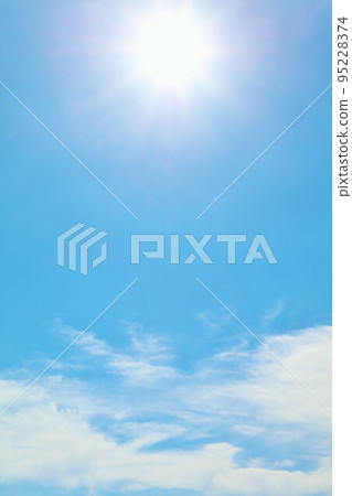 Autumn blue sky, clouds and sun 95228374