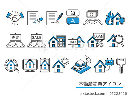 Real estate buying and selling icon illustration set Real estate buying and selling icon illustration set 95228426