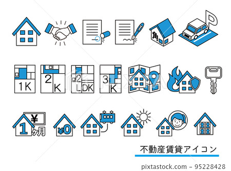 Real estate rental icon illustration set Real estate rental icon illustration set 95228428