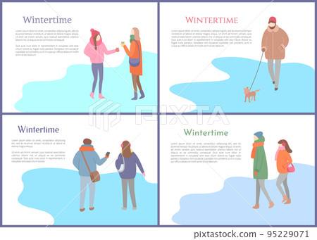 Walking Crowd of People in Wintertime Set Vector Walking Crowd of People in Wintertime Set Vector 95229071