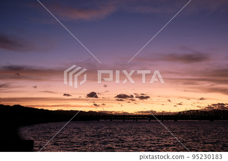 on the riverbed in the morning on the riverbed in the morning 95230183
