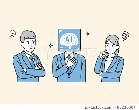 Business people who are having trouble losing their jobs due to the impact of AI 95230304
