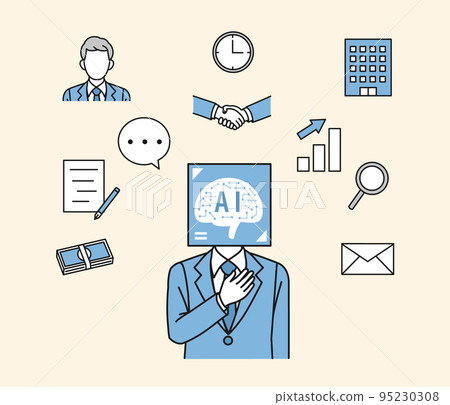 Anthropomorphic image illustration of AI and business 95230308