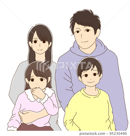 Smiling family photo style illustration Smiling family photo style illustration 95230490