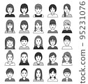 Young woman's avatar icon front monochrome 95231076