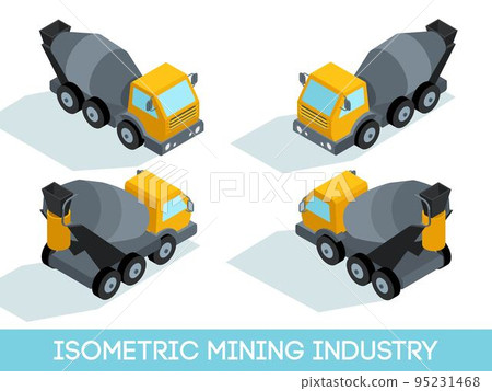 Isometric 3D mining industry icons set 6 image of mining equipment and vehicles isolated vector illustration 95231468