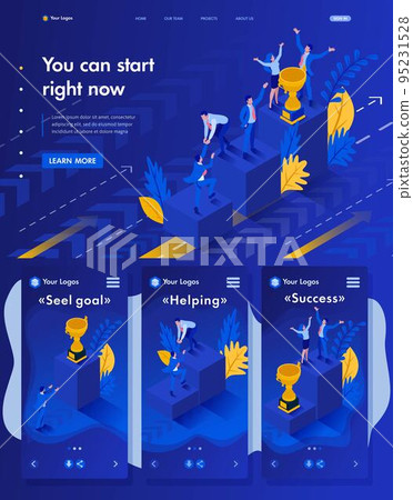 Isometric Website Template Landing page Start to grow and succeed right now, Business concept Isometric Website Template Landing page Start to grow and succeed right now, Business concept 95231528