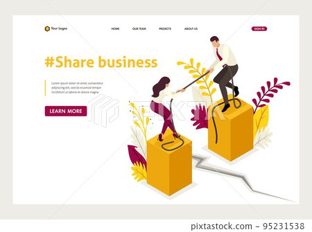 Isometric conflict of partners and disagreements in business. Website Template Landing page 95231538