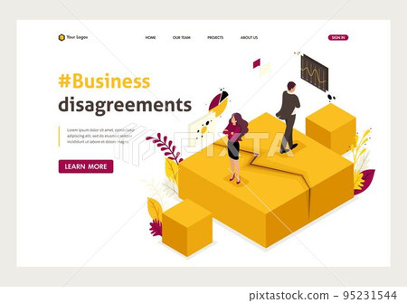 Isometric business partner disagreements, disputes and conflicts. Website Template Landing page 95231544