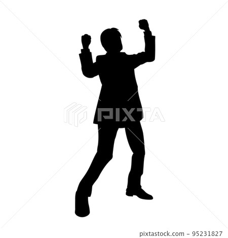 A silhouette of an office worker who makes a guts pose A silhouette of an office worker who makes a guts pose 95231827