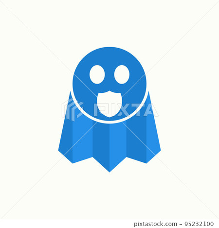 Simple and unique funny ghost with guard or shield sign image graphic icon logo design abstract concept vector stock. Can be used as symbol related to computer or hacker 95232100