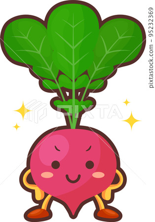 Illustration of a cute radish character with a proud face Illustration of a cute radish character with a proud face 95232369