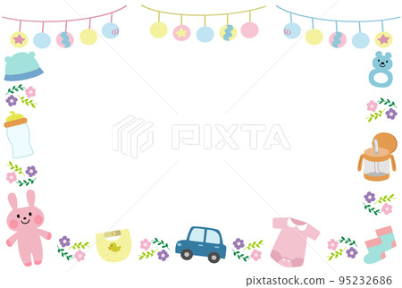Frame made of baby goods hand-drawn illustration 95232686