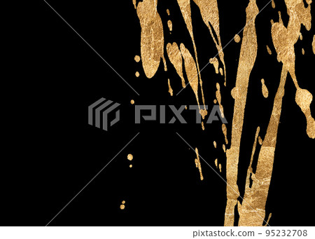 Luxury black and gold leaf Japanese style grunge art background 95232708