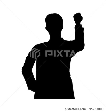 Silhouette of a businessman doing a guts pose 95233009