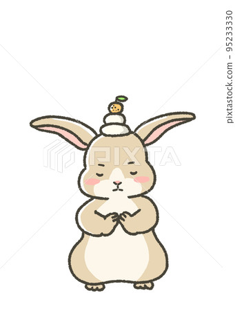 一隻兔子攜帶新年麻糬的插圖 95233330
