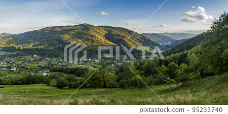 Carpathian rural landscape, Hutsulshchyna National Park, Ukraine 95233740