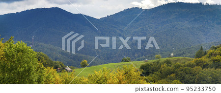 Polonyna Rosohata in Carpathian landscape, Hutsulshchyna National Park, Ukraine 95233750