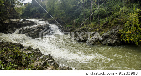 Guk Velykyi (Big Guk) waterfall on Carpathian river Pistynka, Hutsulshchyna National Park, Ukraine 95233988