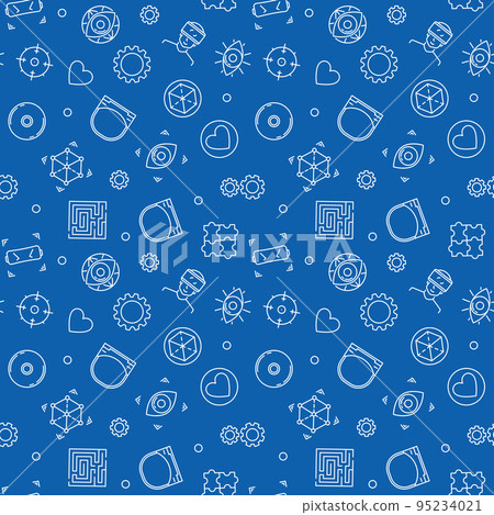Virtual Reality vector seamless pattern. VR outline background Virtual Reality vector seamless pattern. VR outline background 95234021