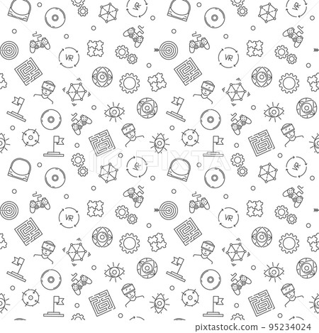 VR Technology vector seamless pattern in outline style VR Technology vector seamless pattern in outline style 95234024