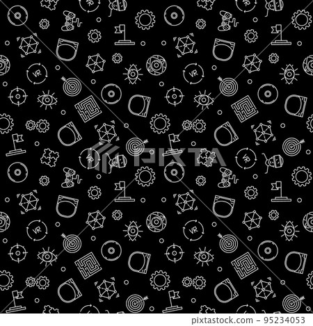 VR or Virtual Reality vector dark linear seamless pattern 95234053