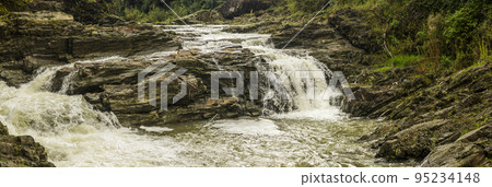 Guk Velykyi (Big Guk) waterfall on Carpathian river Pistynka, Hutsulshchyna National Park, Ukraine 95234148