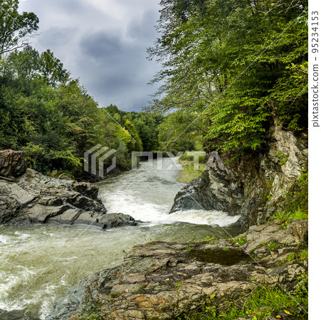 Guk Velykyi (Big Guk) waterfall on Carpathian river Pistynka, Hutsulshchyna National Park, Ukraine 95234153