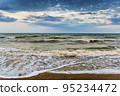 sea landscape at the stormy weather, Azov sea, Ukraine 95234472