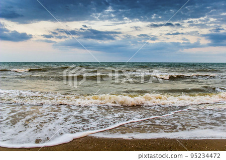 sea landscape at the stormy weather, Azov sea, Ukraine sea landscape at the stormy weather, Azov sea, Ukraine 95234472