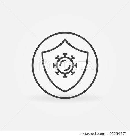 Circle with Virus and Shield outline vector concept icon Circle with Virus and Shield outline vector concept icon 95234571