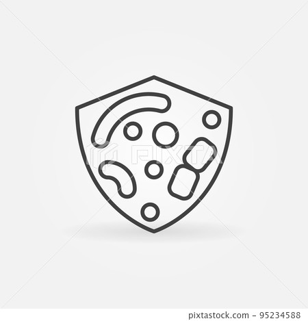 Shield with Bacteria and Germs linear vector concept icon Shield with Bacteria and Germs linear vector concept icon 95234588