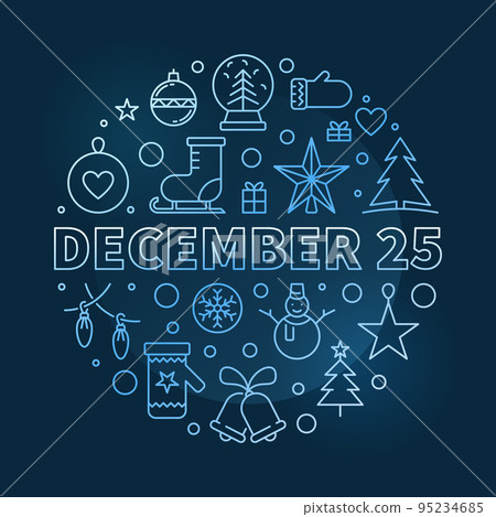 December 25 round outline vector blue illustration December 25 round outline vector blue illustration 95234685