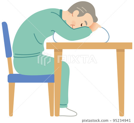 Elderly person sitting on a chair, nursing care, sitting position 95234941