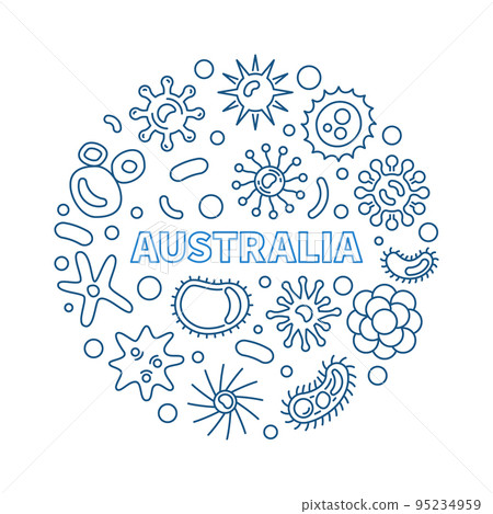 Coronavirus in Australia vector round thin line illustration 95234959