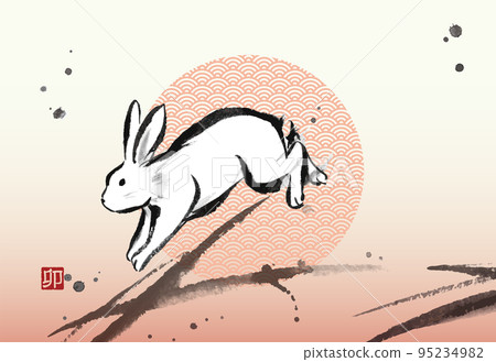 水墨兔子年卡模板（無字母） 95234982